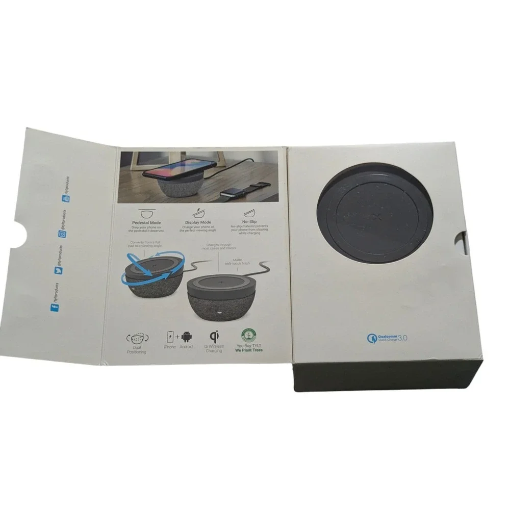 R6.N TYLT - Twisty 360 10W‎ Qi Adjustable Fast Charge Wireless Charging Pad Gray